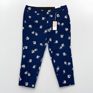Lane Bryant Women's The Allie Skinny Ankle Pants Size 18 Navy Floral Stretch NWT